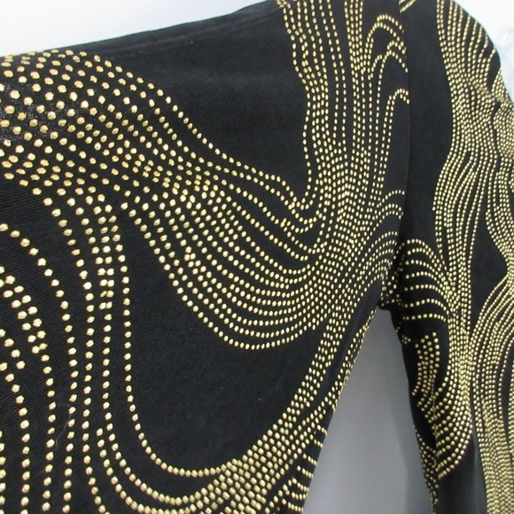 Cache One Shoulder Top Blouse Women S Black Gold Sequins Vtg Going Out y2k 244 - Picture 4 of 14